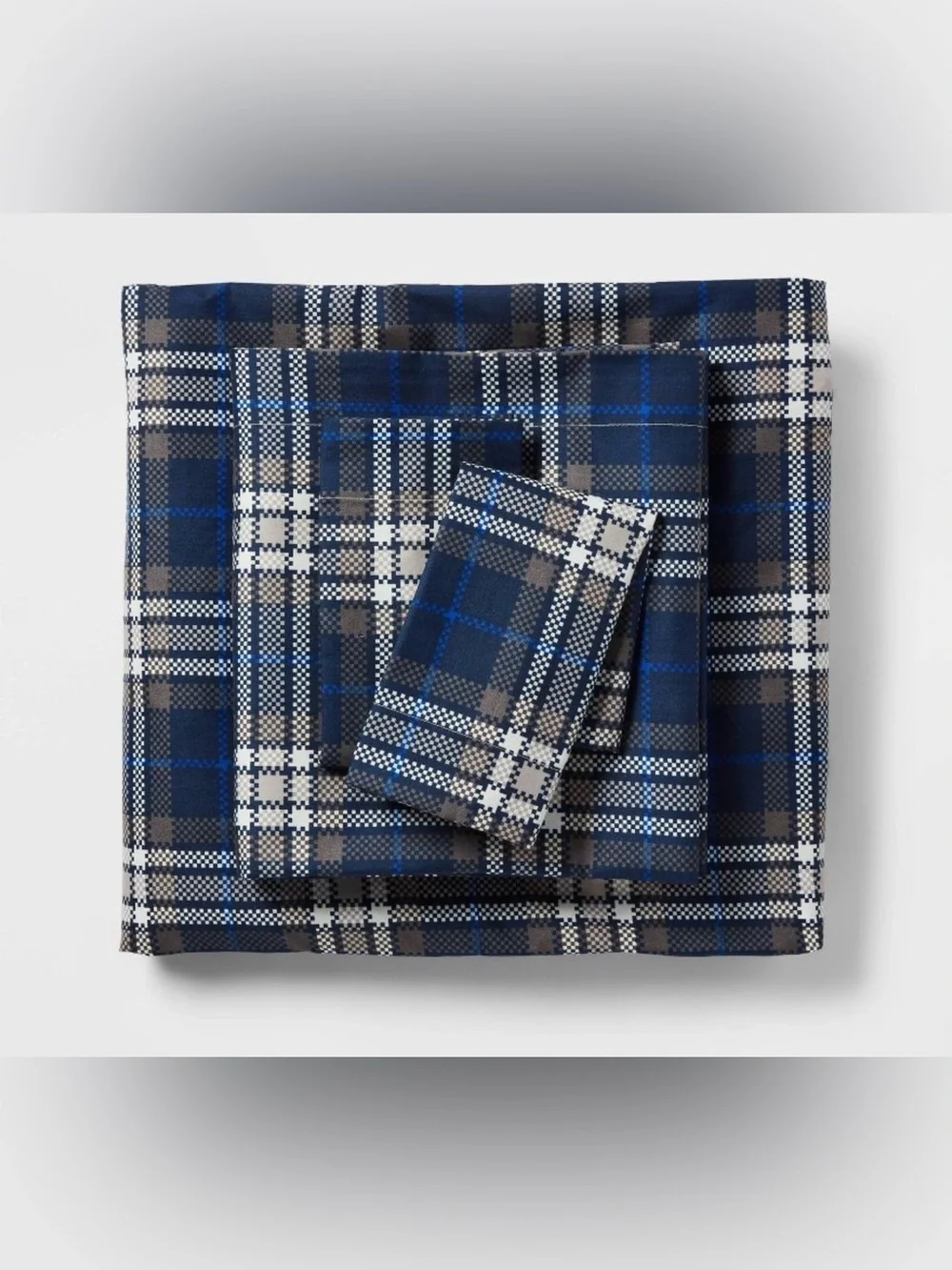 Twin XL Microfiber Sheet Set Blue/White Checkered Striped Room Essentials NWT